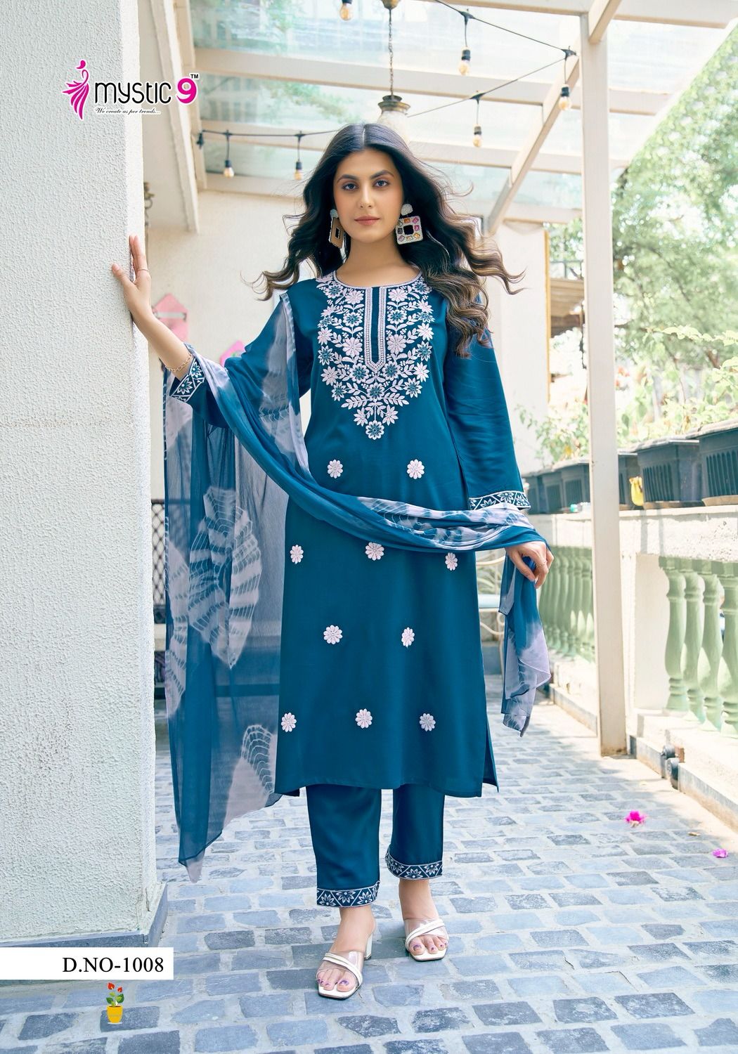 Karachi Vol 1 By Mystic 9 Lucknowi Style Embroidery Kurti With Bottom Dupatta Wholesalers In Delhi
